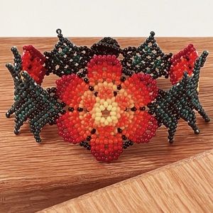 Indigenous Native American Handmade Artisan Beaded Flower Bracelet